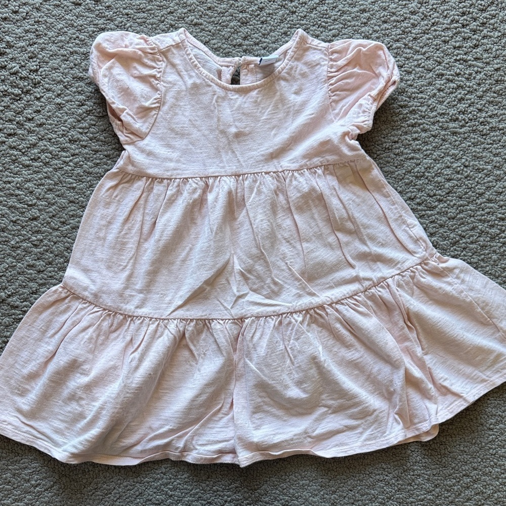 Old Navy Light Pink Tiered Flutter-Sleeve Dress